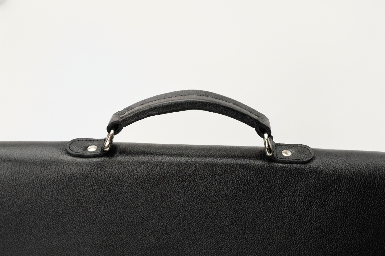 The Executive Black Leather Messenger Briefcase