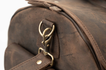 The Voyager Leather Weekend Duffel Bag | Rustic Full-Grain Travel Bag