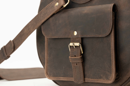 The Voyager Leather Weekend Duffel Bag | Rustic Full-Grain Travel Bag