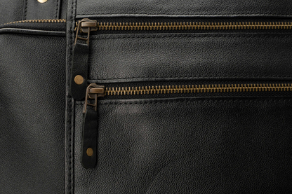 The Corporate Black Leather Multi-Pocket Briefcase