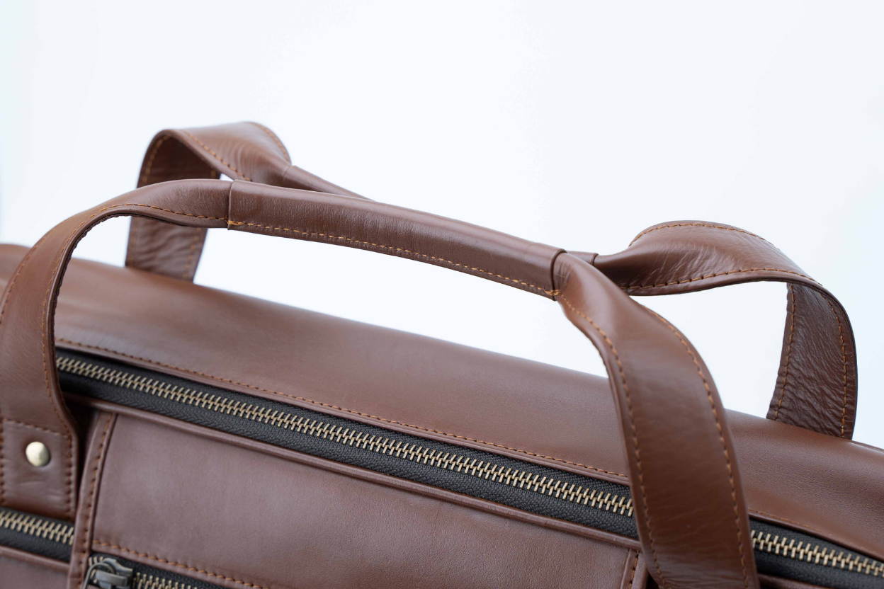 The Commuter Brown Leather Multi-Pocket Briefcase