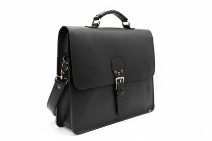 The Executive Black Leather Messenger Briefcase