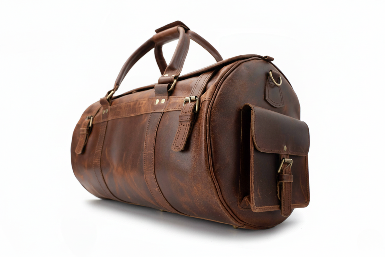 The Weekender Leather Barrel Duffel Bag | Classic Chestnut Full-Grain