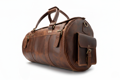 The Weekender Leather Barrel Duffel Bag | Classic Chestnut Full-Grain