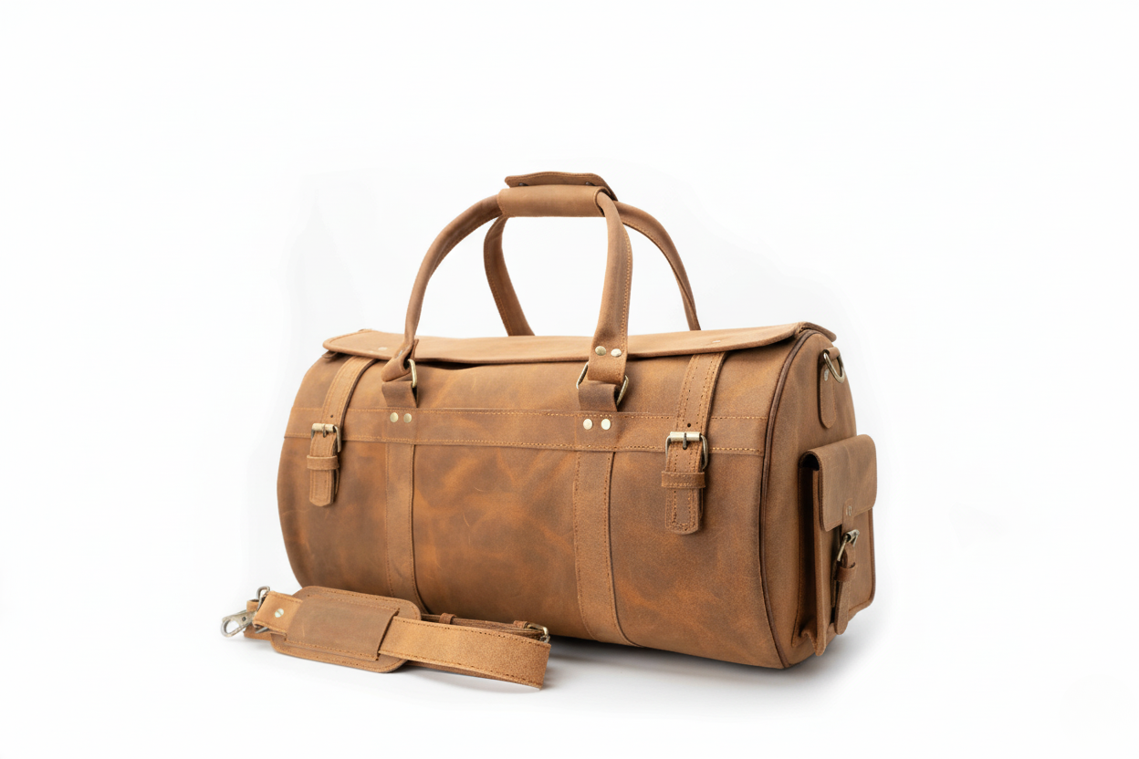 The Expedition Leather Travel Duffel Bag | Cognac Carry-On