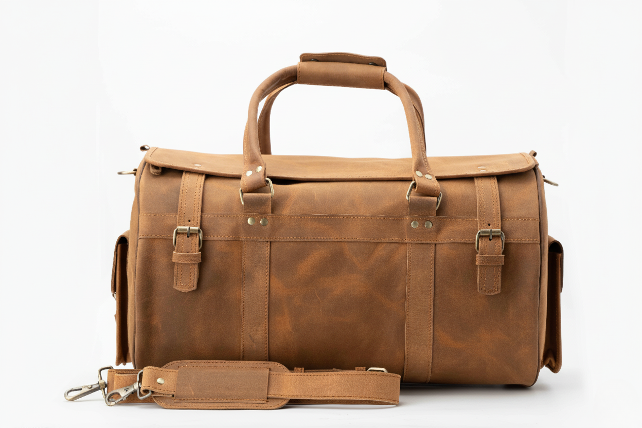 The Expedition Leather Travel Duffel Bag | Cognac Carry-On