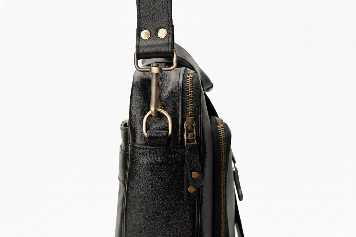 The Corporate Black Leather Multi-Pocket Briefcase