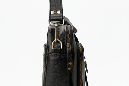 The Corporate Black Leather Multi-Pocket Briefcase