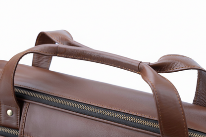 The Commuter Brown Leather Multi-Pocket Briefcase