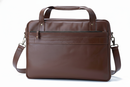 The Commuter Brown Leather Multi-Pocket Briefcase