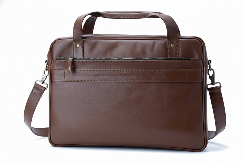 The Commuter Brown Leather Multi-Pocket Briefcase