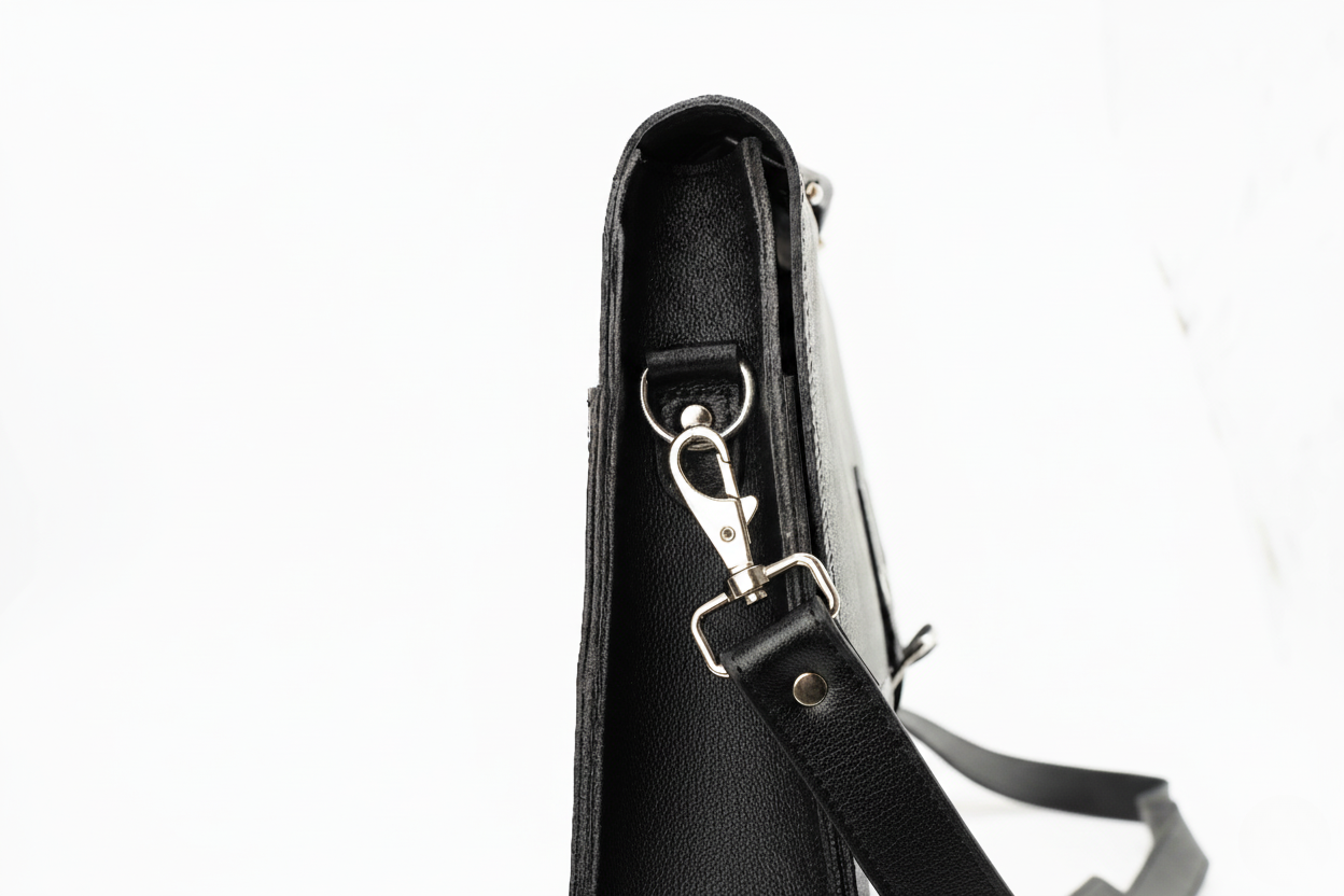 The Executive Black Leather Messenger Briefcase