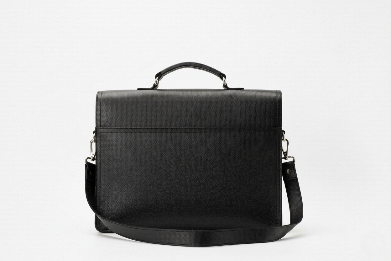 The Executive Black Leather Messenger Briefcase