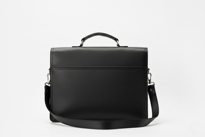 The Executive Black Leather Messenger Briefcase