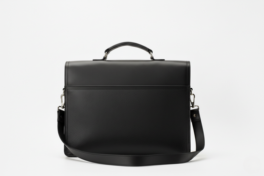Executive Black Leather Messenger Briefcase