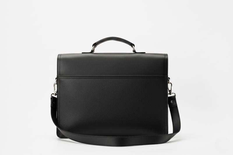 The Executive Black Leather Messenger Briefcase
