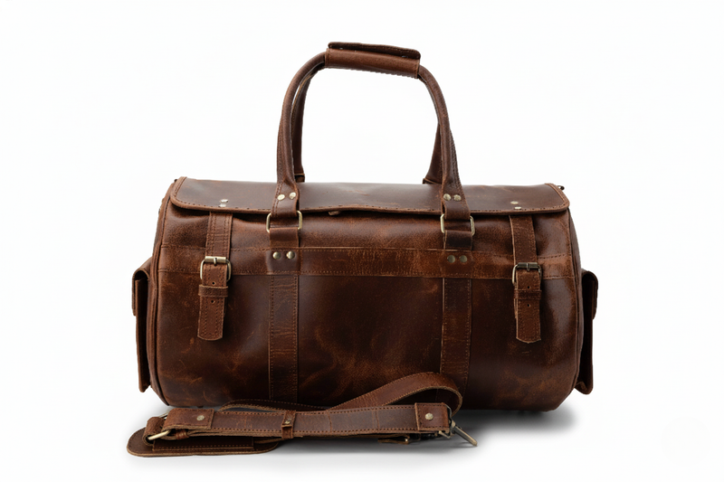 The Weekender Leather Barrel Duffel Bag | Classic Chestnut Full-Grain