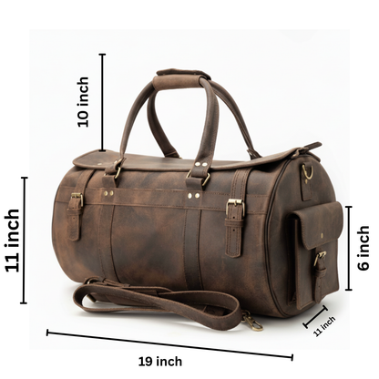 Leather Voyager Duffel Bag | Rustic Full-Grain Travel Bag