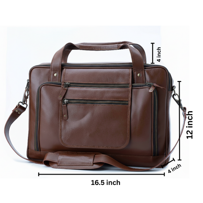Smooth-grain Leather Brown Briefcase