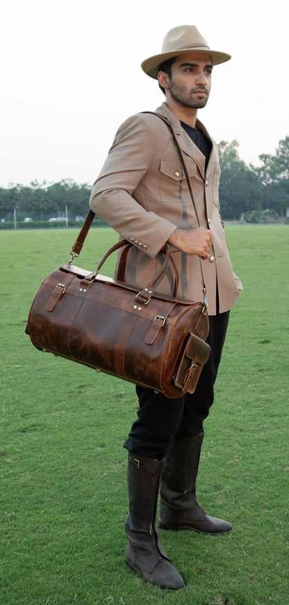The Weekender Leather Barrel Duffel Bag | Classic Chestnut Full-Grain