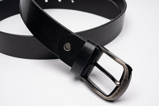 Classic Black Leather Belt – Gunmetal Buckle