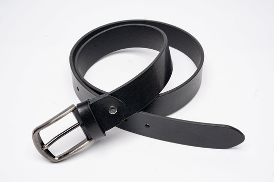 Classic Black Leather Belt – Gunmetal Buckle