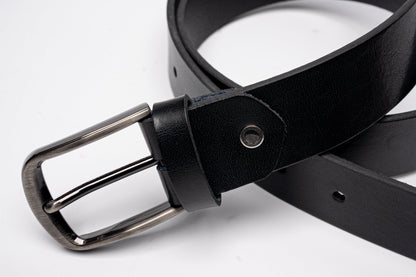 Classic Black Leather Belt – Gunmetal Buckle